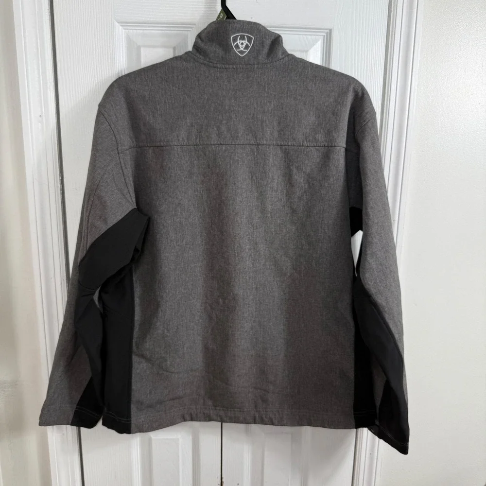 Ariat Softshell Jacket Mens L Gray Black Wind Water Resistant Western Workwear
